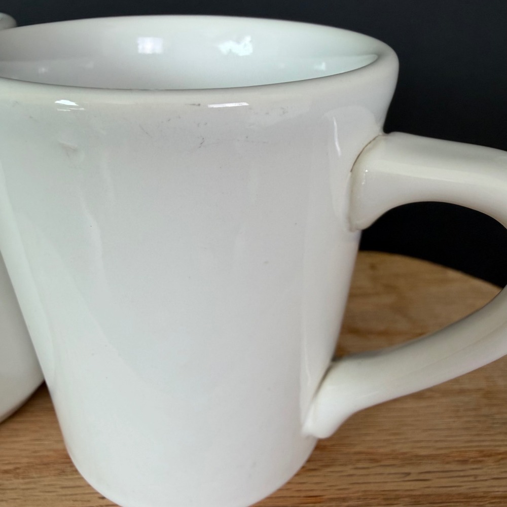 Vintage Homer Laughlin China White Diner Coffee Mugs‎ Set of 2 USA Heavy Ceramic - Picture 5 of 5